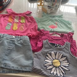 Skirt/shorts 18-24 Moths Plus 4 Tops 