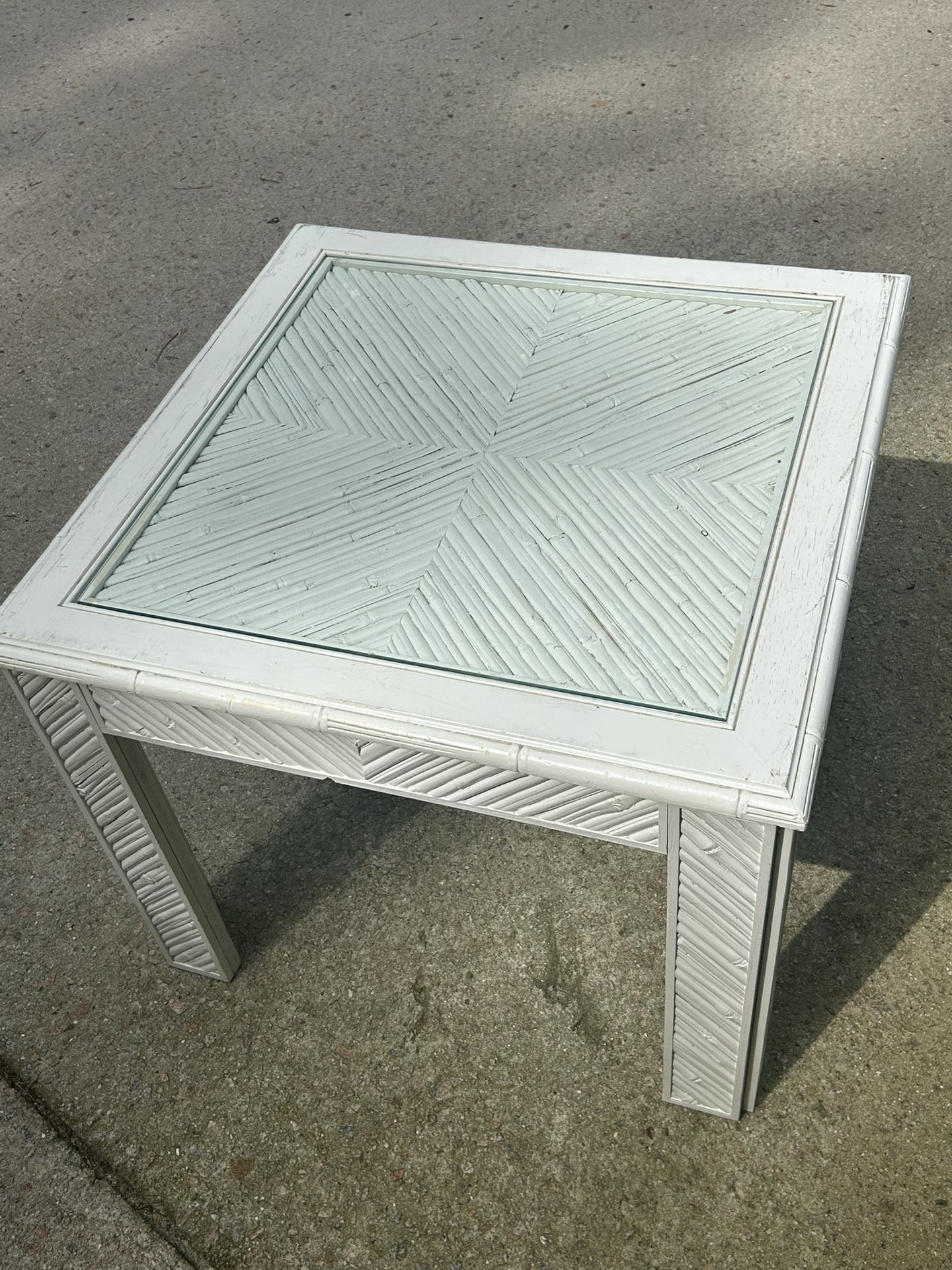 Gorgeous 1970s Vintage Hollywood Regency Faux Bamboo Pencil Reed Square Coffee Table