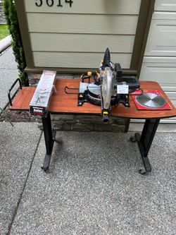 10” Chicago Slide Miter Saw, Haul Master Roller Stand 3 Carbide Blades