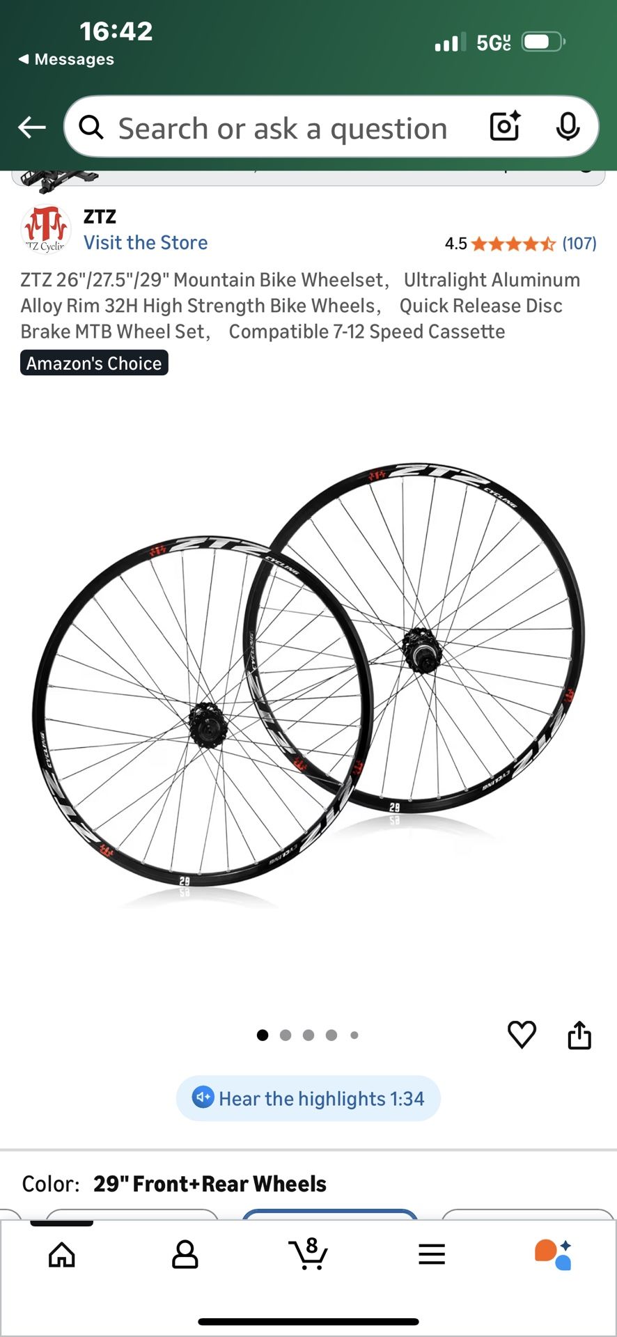 29” MTB Wheel Set - Front And Rear