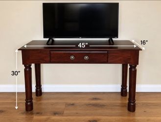 Dark Wood Mahogany Console Table with Drawer