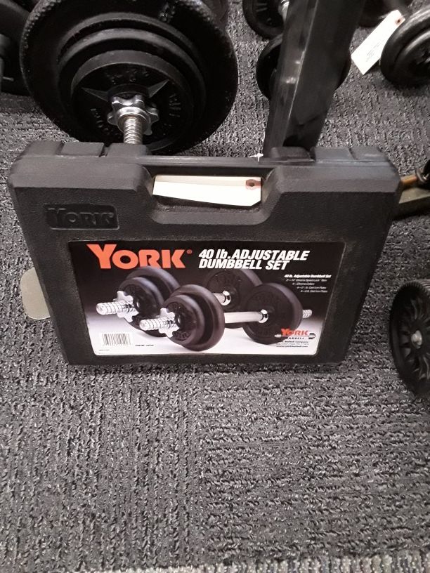 York 40 lb adjustable dumbbell set