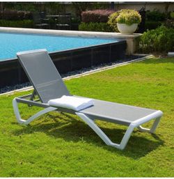 Domi Outdoor Chaise Lounge, Adjustable Aluminum Patio Lounge