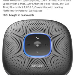 Anker PowerConf Speakerphone, Zoom Certified Conference Speaker with 6 Mics, 360° Enhanced Voice Pickup, 24H Call Time, Bluetooth 5.3, USB C