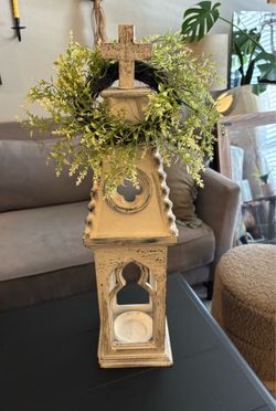 Rustic Farmhouse Church Lantern Decor 28” Tall