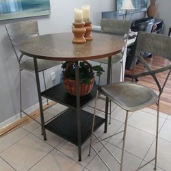 Pub Height 42 In Table With Three Unique Chairs