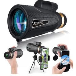 12x60 Powerful Monocular Telescope with Phone Adapter & Tripod