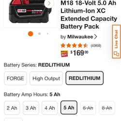 Milwaukee 5.0 Battery M18