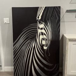 Large Black And White Zebra Painting