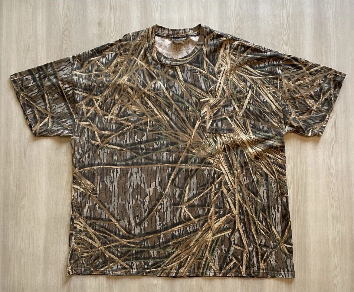 Vintage Jerzees Outdoors Mossy Oak Camo Shorts Sleeve Pocket Tee  Sz 4XL  
