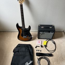 Squier Affinity Series Stratocaster HSS Electric Guitar with Amplifier and Accessories