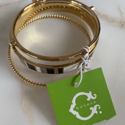 C Wonder black and white enamel bracelet NWT