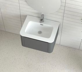 Assembled New 24” Floating Bathroom Vanity with Ceramic Basin Storage Cabinet Wall Mounted