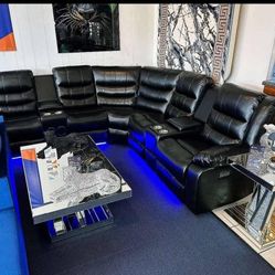Sofa Grande Para 6 Personas , Negro, Financiamiento Disponible 