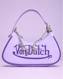 Purple Von Dutch Y2K Shoulder Bag – Embroidered Logo Mini Purse