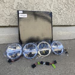 5.75 Inch 5/3 4 LED Headlight, 12V/24V Universal Daylight High/Low Switching 50W