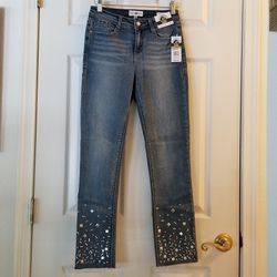 NWT Black Daisy Womens Kate Straight Leg Blue Jeans Size 3/26