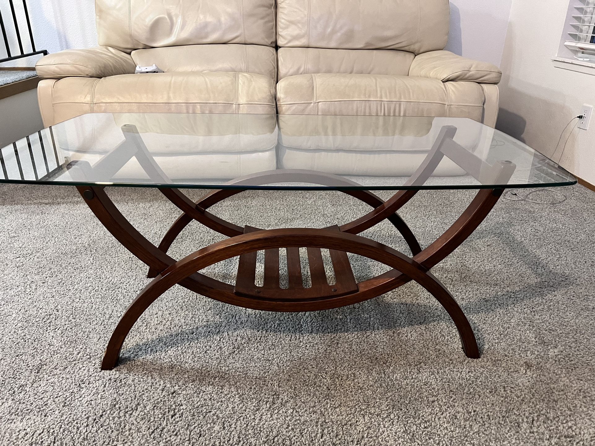 Glass Coffee Table With Two End Tables Set