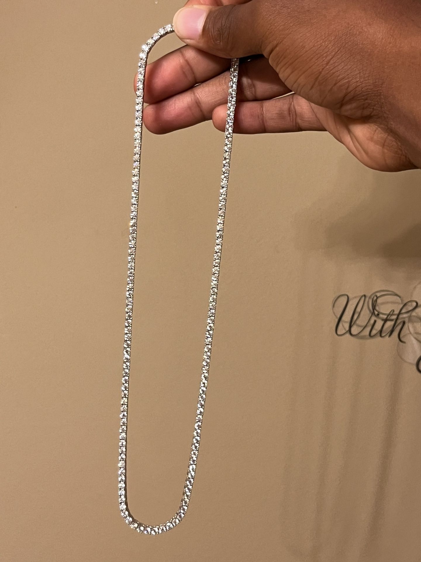 925 Sterling Silver VVS1 Diamond Tennis Necklace