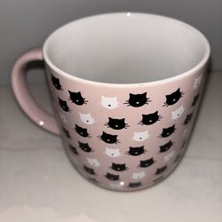 Pink Cat White and Black Pattern Mug in excellent condition!