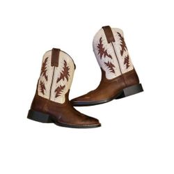Boys Ariat Western Leather Cowboy Boots SZ 13.5