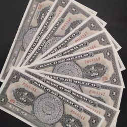 9 Consecutive cerial number 1 peso mexicano bills 1967🔥🔥