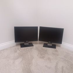 dual monitor 19 inch dell widescreen monitors 19" wide screen computer desktop moniter pc computers desktops pcs 