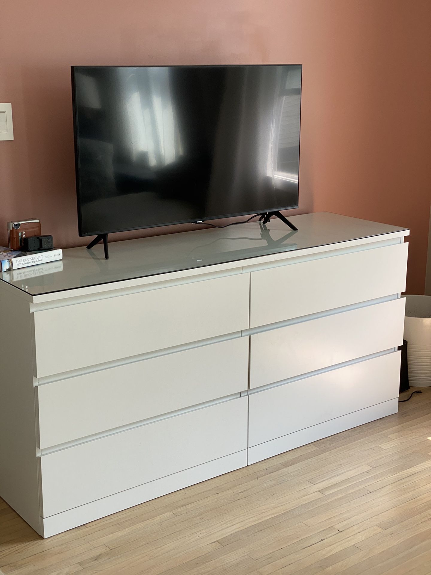 6 Drawer Dresser With Glass Top White 