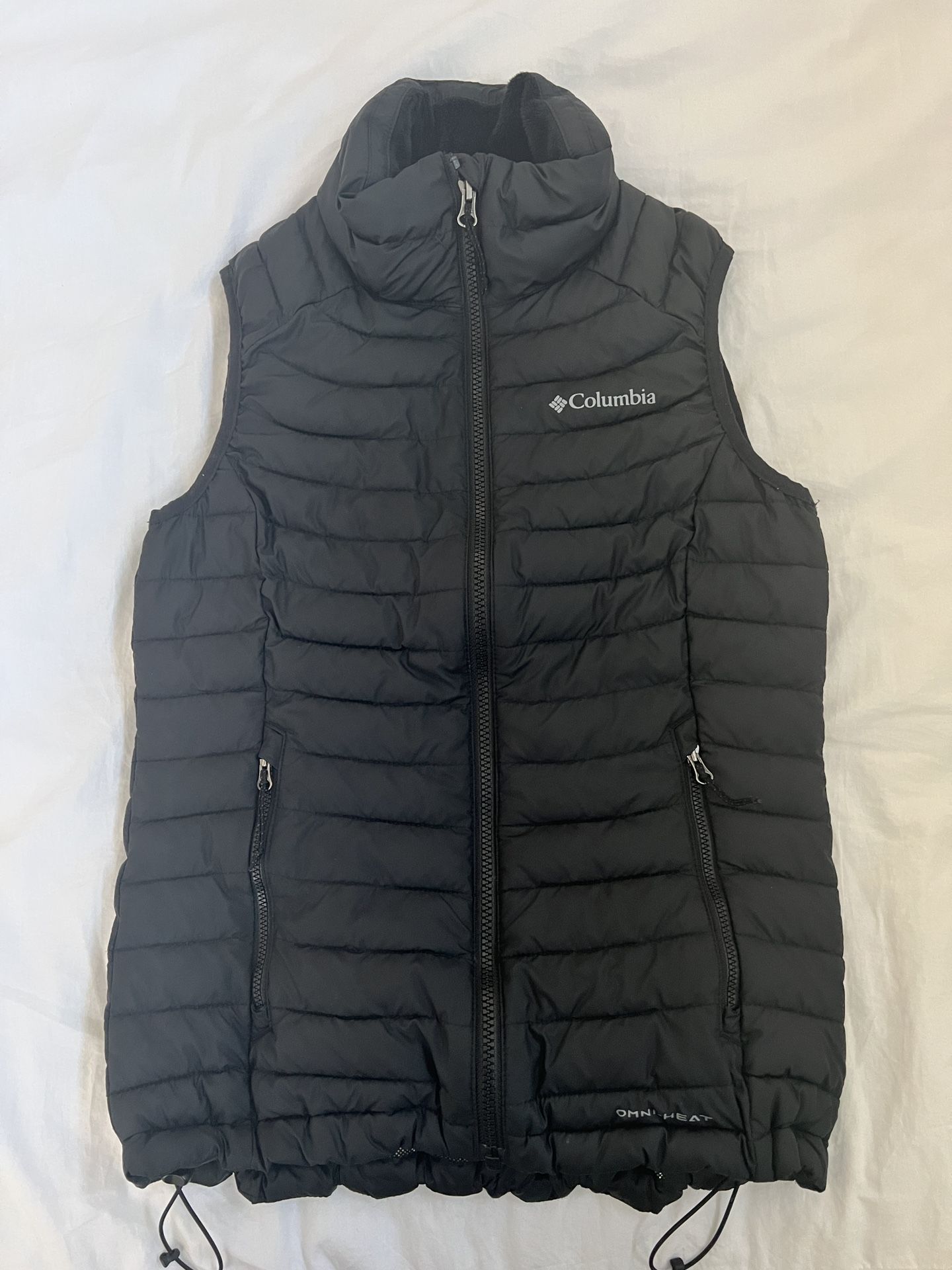 Columbia Youth White Out Omni-Heat Full Zip Puffer Vest, Black Small