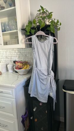 Blue and White Gingham Sleeveless Mini Dress