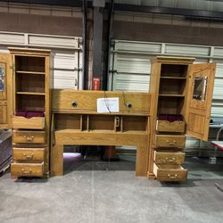 2 Sets - Queen Bedroom Set/vanity Mirror/ent. Center Cabinets