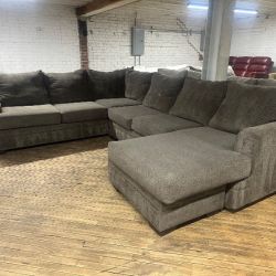 Free Delivery- Brown U shaped sectional couch with reversible chaise