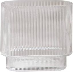 485^Vintage Ribbed Glass Vase, Clear Glass Vase, Modern Vase, Fluted Glass Vase, Centerpiece Vase for Flowers, Decorative Vase for Living Room, Dining