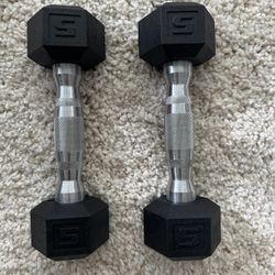 CAP Barbell Coated Hex 5 Lbs, Dumbbell Weights, Pair