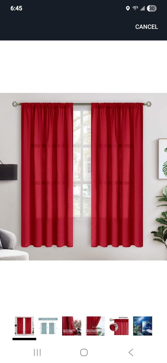 2 Pairs Red Curtains