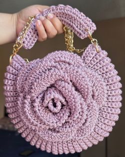 Handmade crochet pink bag