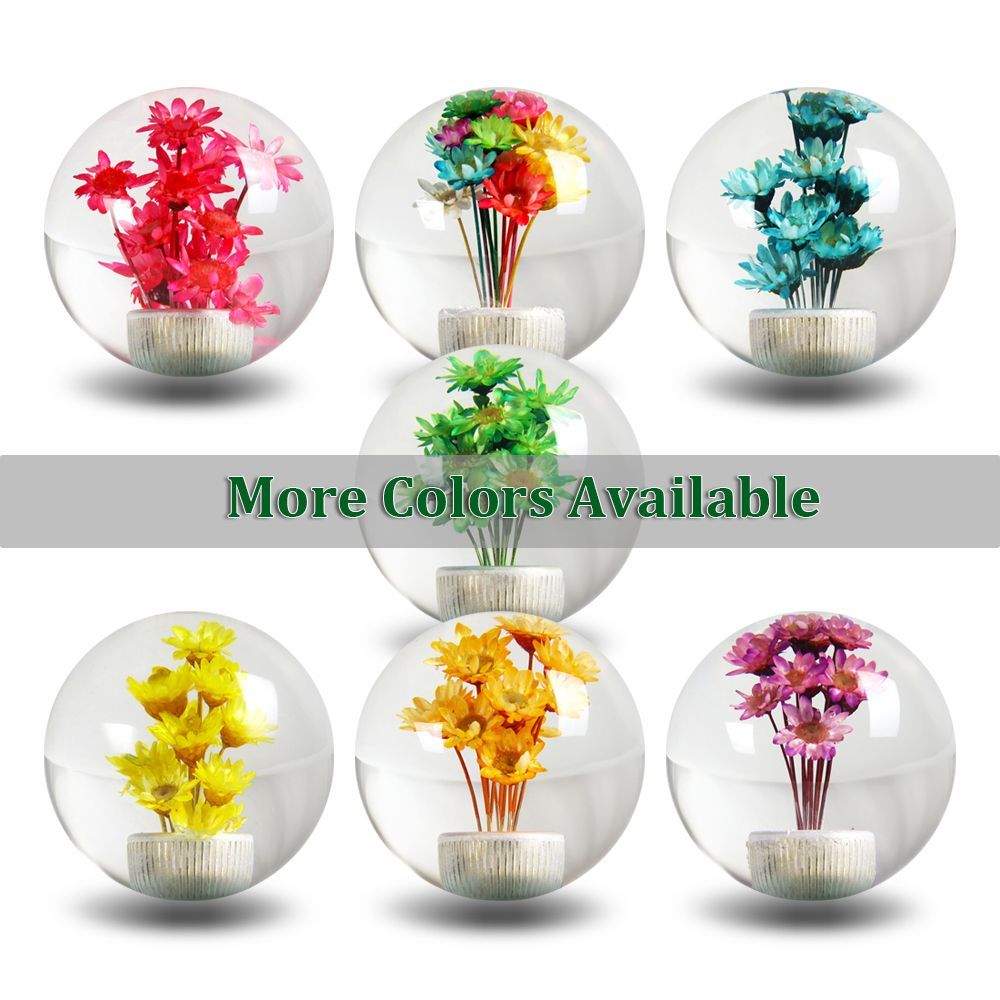 JDM 54mm Real Flower Round Ball Manual Auto Gear Stick Shift Knob Lever Shifter -(3-SK-FLB-