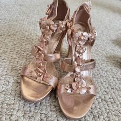 Michael Kors Women's Tricia T-Strap Leather Open Toe Soft Pink sz 7 1/2