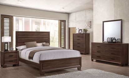 Warm Brown Panel Bedroom Set - Queen or King (NO CREDIT CHECK FINANCING AVAILABLE)