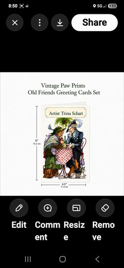 Greeting Card Set NOS Old Freinds Paw Prints