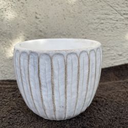 Cement Sanded White Flower Pot.
