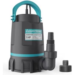 Aquastrong Sump Pump 1 HP 4500 GPH Submersible Water Pump Thermoplastic Portable Utility Pump High Flow Water Removal for Swimming Pool Garden Pond Ba