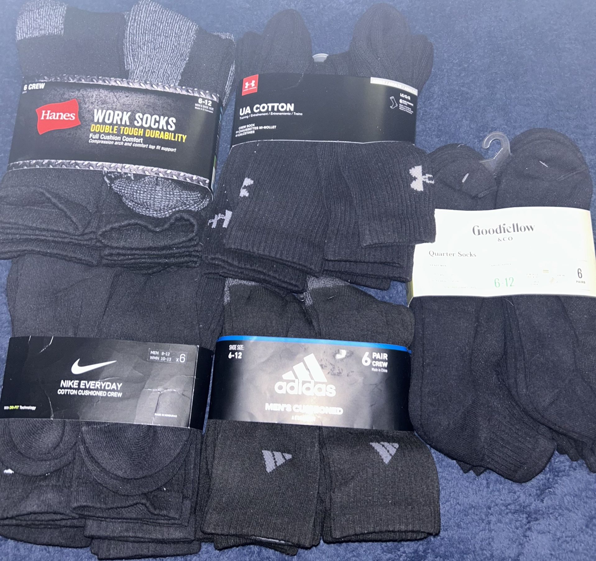 30 Brand New Pairs Cushioned Black Socks
