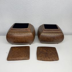 Ceramic Box Decor—Brown Ceramic Boxes (6.50” tall x 8.50”long x 4.50”opening $15 each )