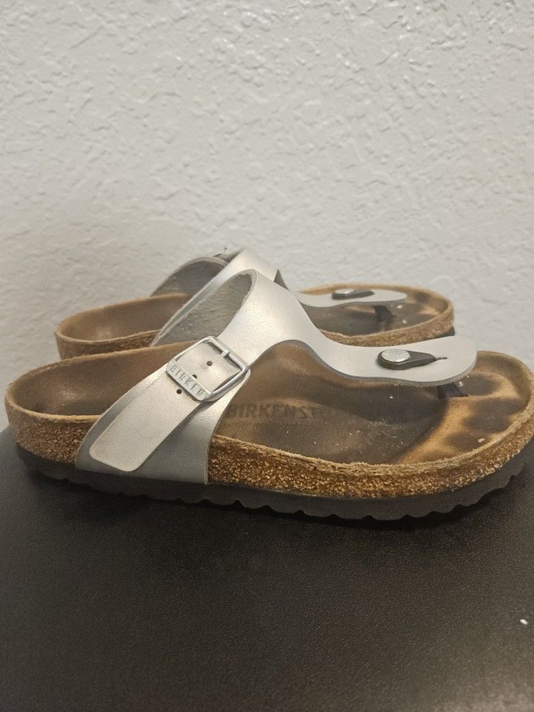 Birkenstock Gizeh Silver Grey Sandals 