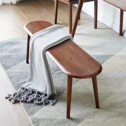 100% Solid Wood Bedroom Bench Slant Leg Bench Natural /Walnut Color´╝ł39.4"