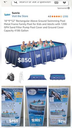 SUNRIO SWIMMING POOL DIFFERENT SIZE AND PRICES