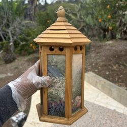Wooden Decorative Lantern Garden Scene vintage