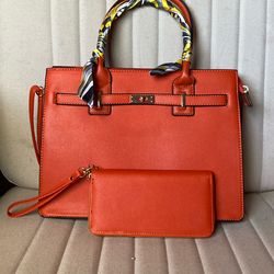 Orange Large Purse + Wallet