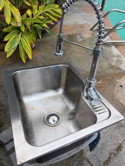 Stainless Steel Kitchen, Garage, or Outdoor Sink and Faucet